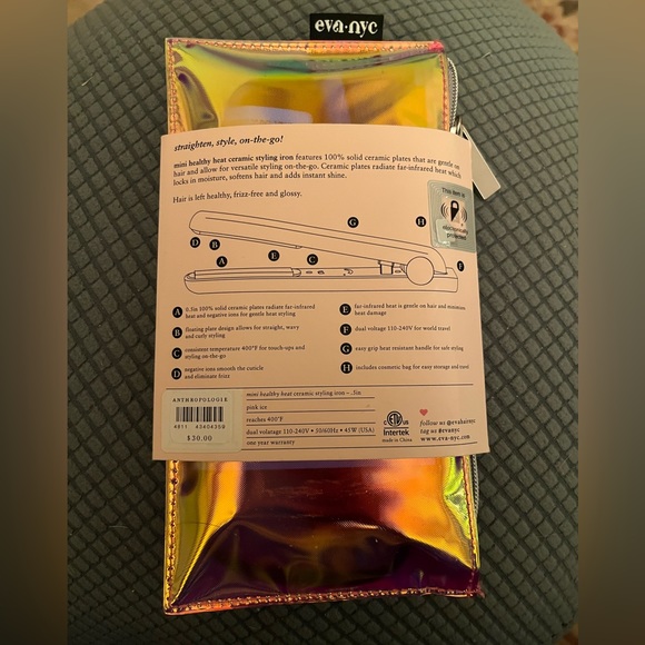 NWT 🆕 [eva nyc] Mini Healthy Heat Ceramic Hair Styling Iron with Carrying Case - Picture 3 of 3